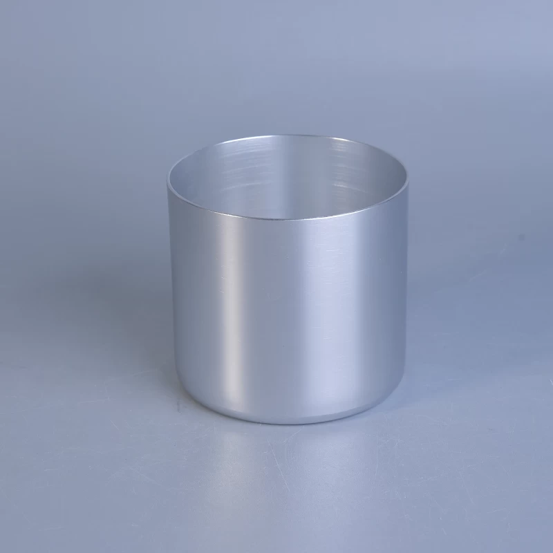 Hot popular silver aluminium cylinder metal candle jar wholesale