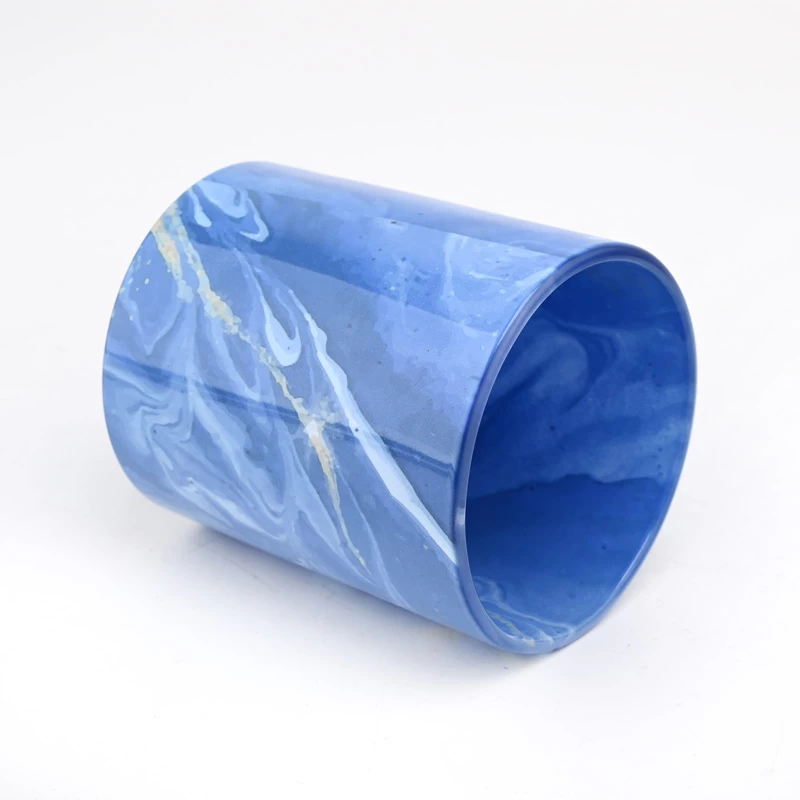 New design 10oz blue painting glass candle jar manufacturer