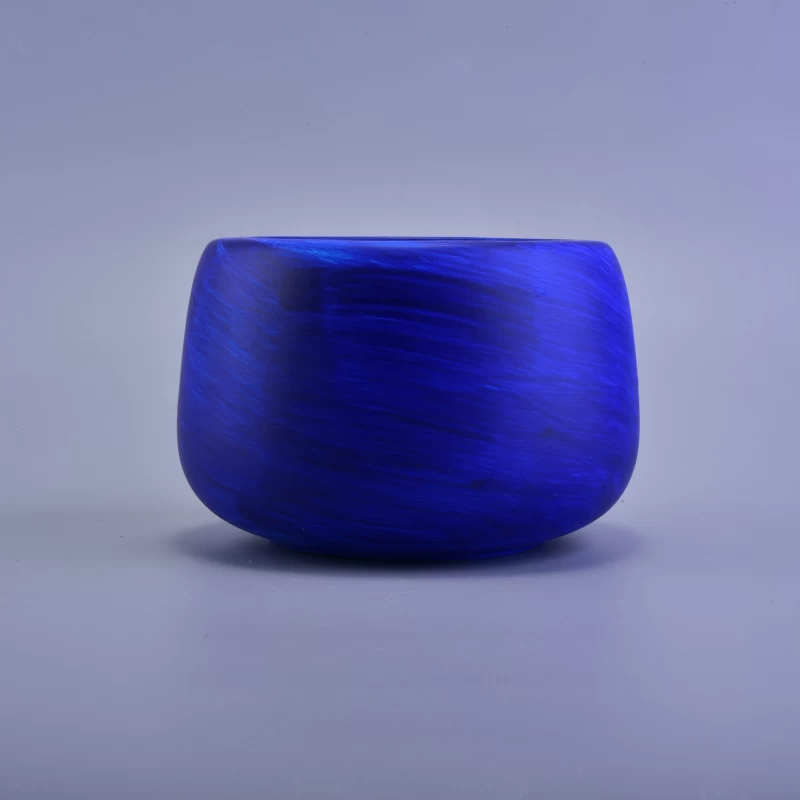 Cobalt Blue Painting Handmade Ceramic Candle Jar