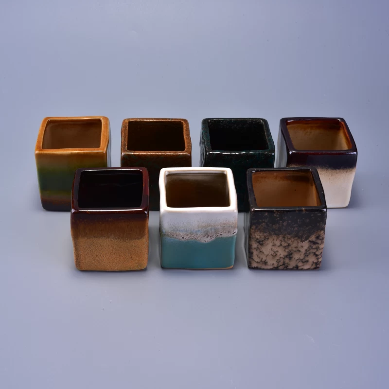Home fragrance square ceramic candle holders