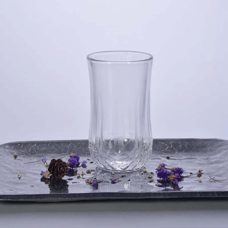 borosilicate double wall glass with embossed pattern