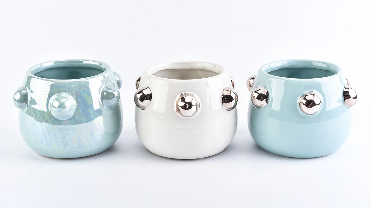 new designed pearl plating ceramic candle jars