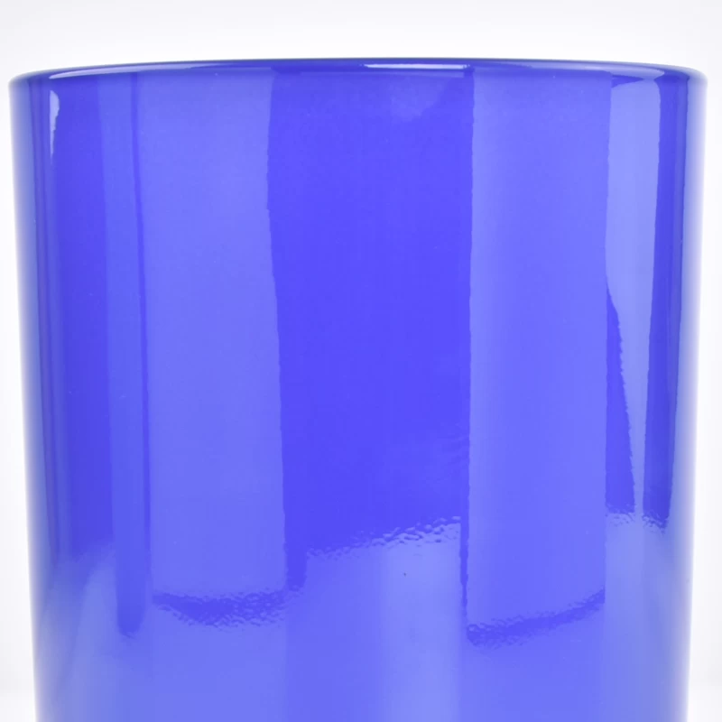 wholesale glass jar for candles blue color candle holder 