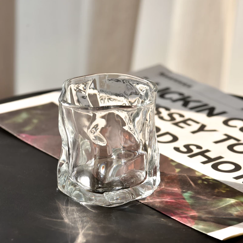 6oz handmade twisted shape glass cup whiskey glass candle holder