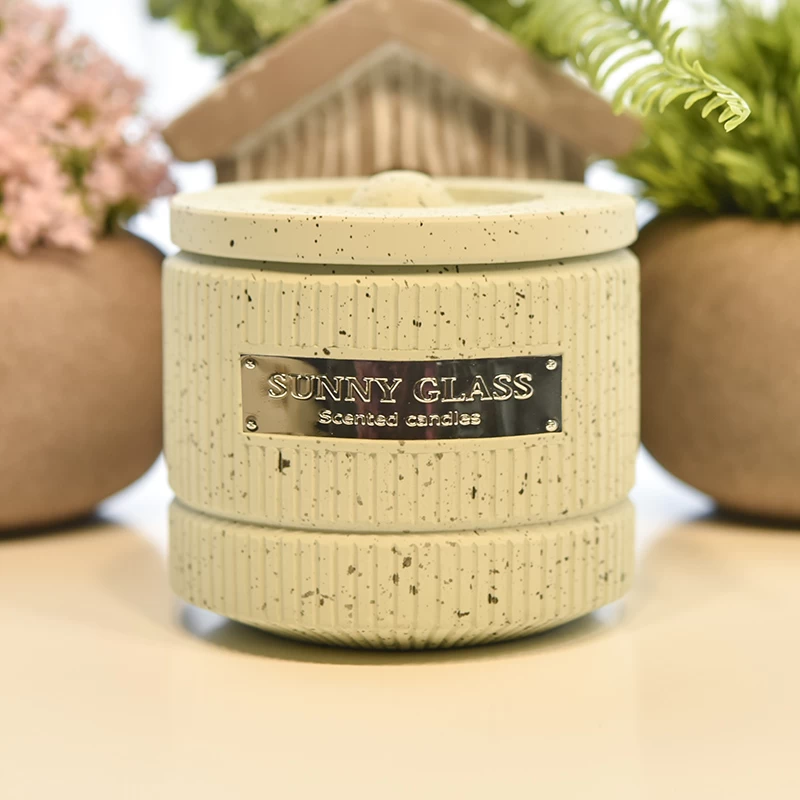 Custom Logo Empty Concrete Candle Jar With Lid wholesale