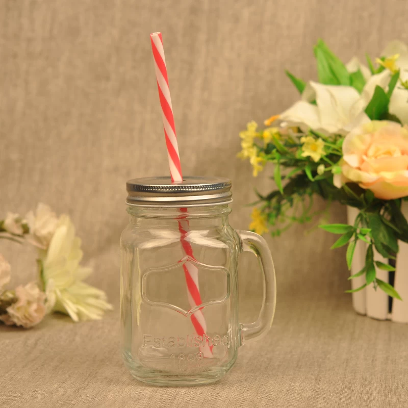 Glass juice container with straw