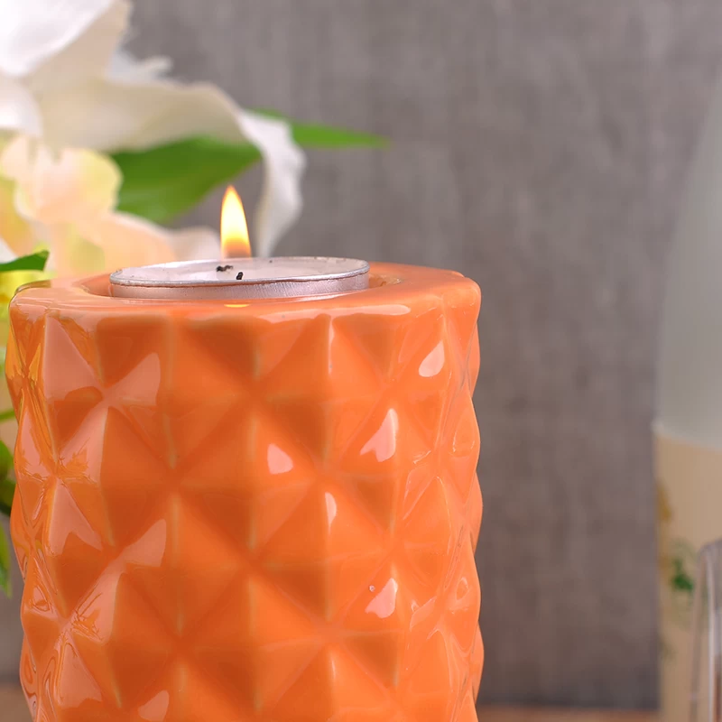 Tall cylinder ceramic candle holders