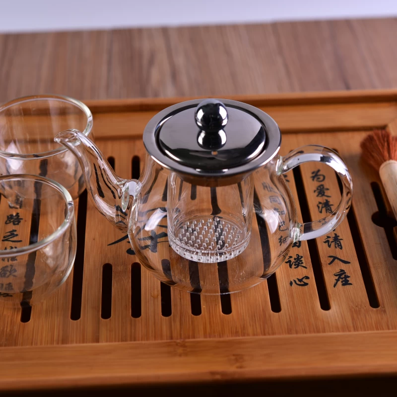 Hand Made Heat Resistand Glass Tea Pot Set With Glass Infuser