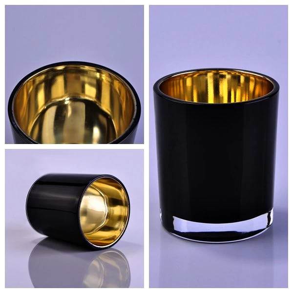 Gold with black colored votive glass candle holder