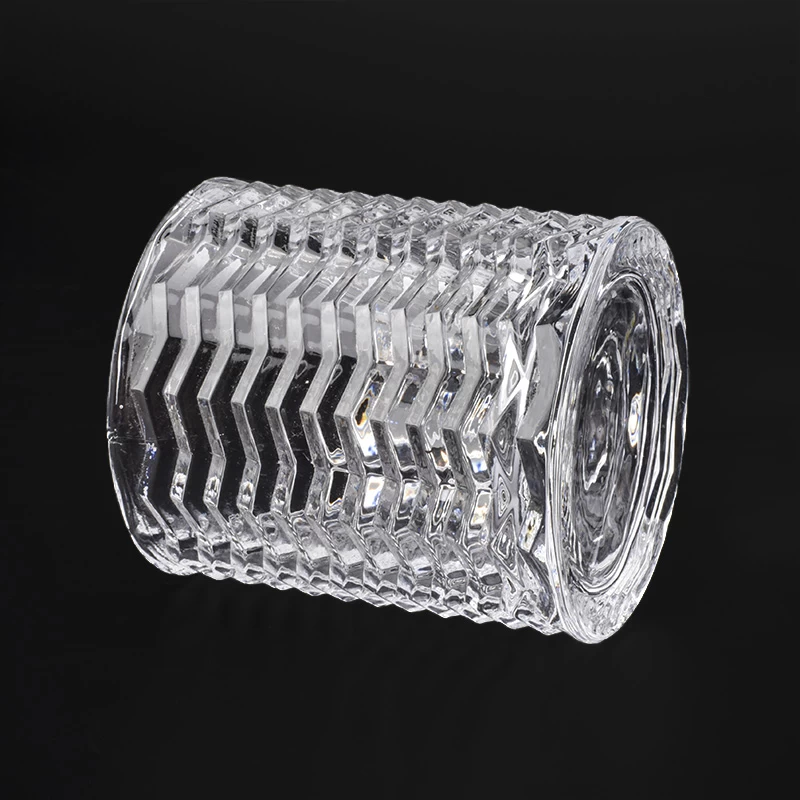 Geo Crystal Glass Candle Jars  With Pillar Shape