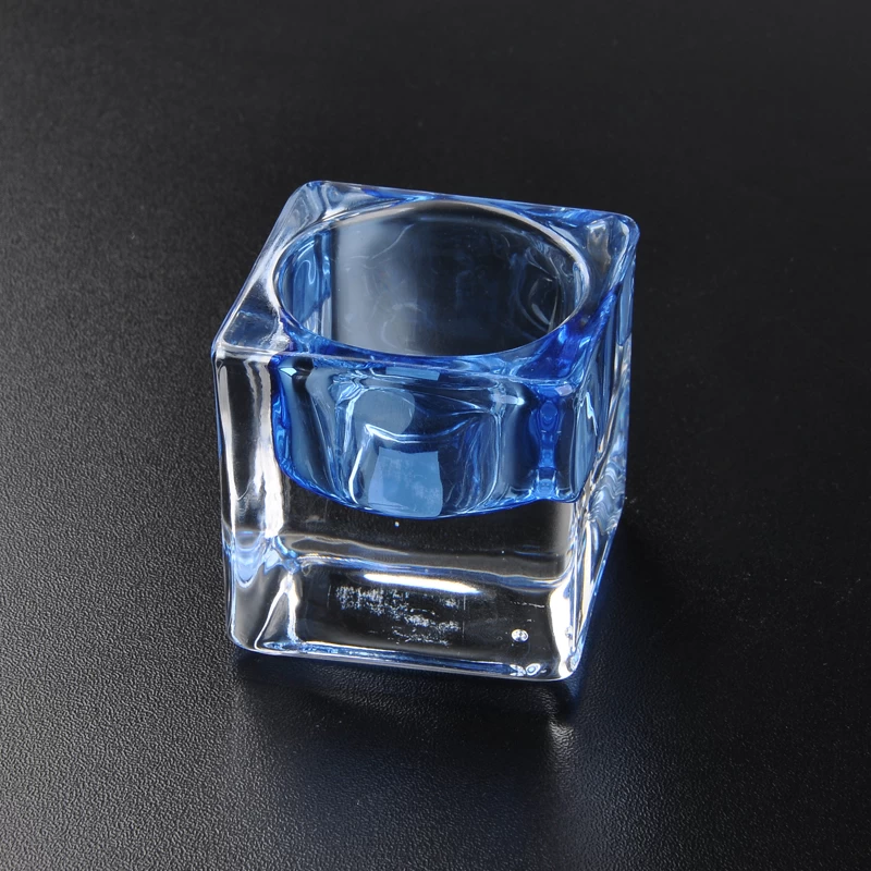 Square Crystal Glass Candle Holder
