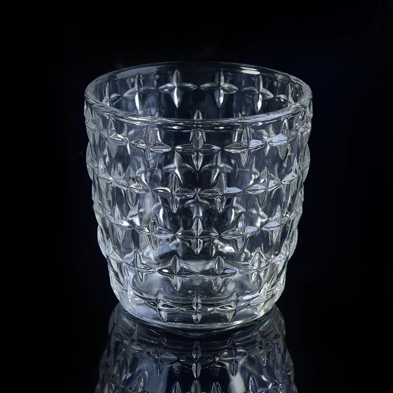 300ml Glass Candle Holders with Nail Embossed Pattern