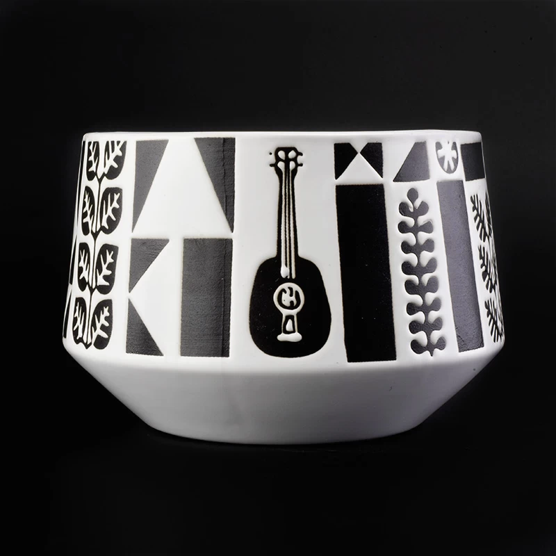 1L ceramic black guitar decorated candle jars