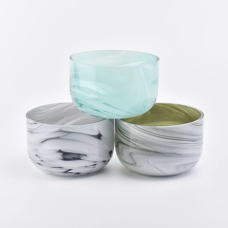 20oz marble effect glass candle jars