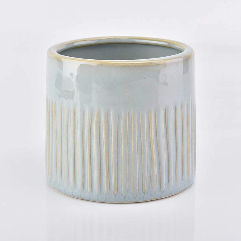 Round glossy glazing ceramic candle jars wholesaler