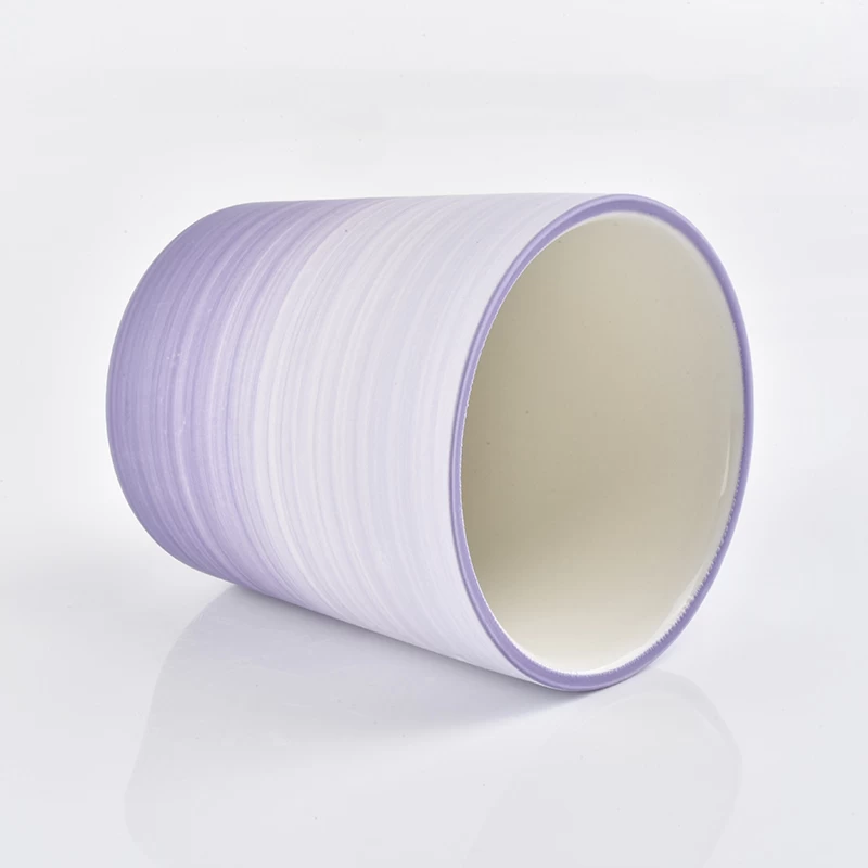 purple silk wrap decorated ceramic jars 