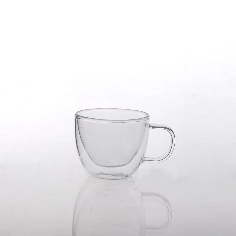 Wholesale Double Wall Glass Coffee Cup With Handles