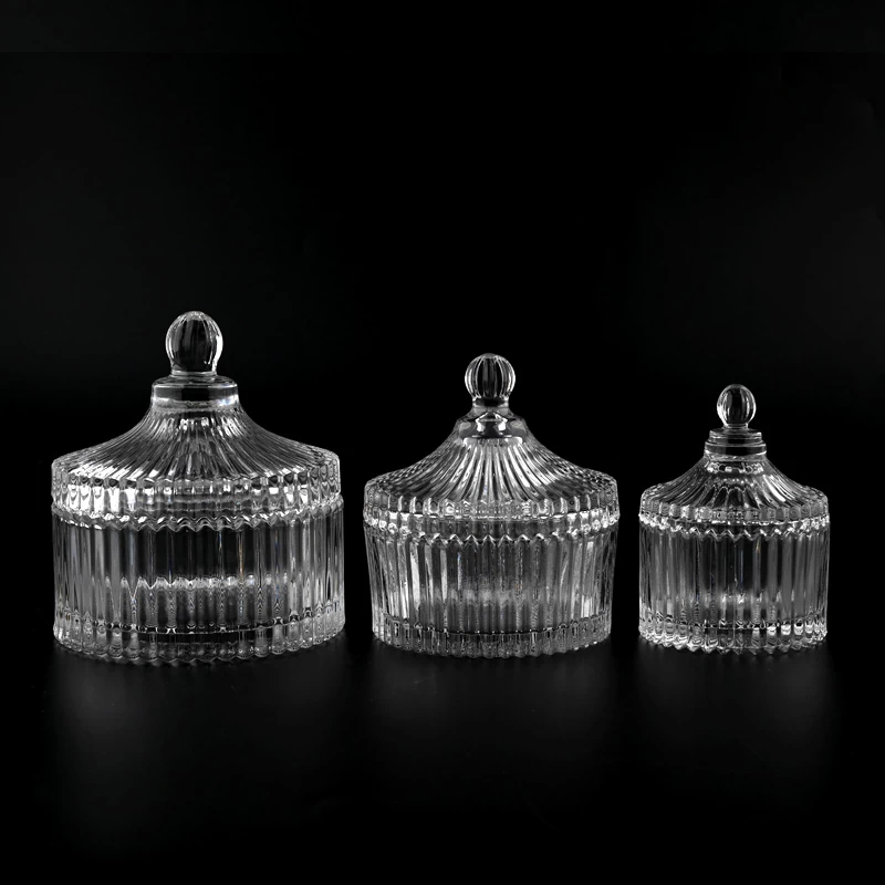 transparent glass candle jar with glass lids small capacity glass vessel wholesale
