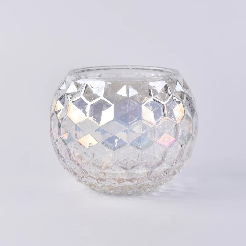 24oz Large diamond cut ball glass container for home decoration