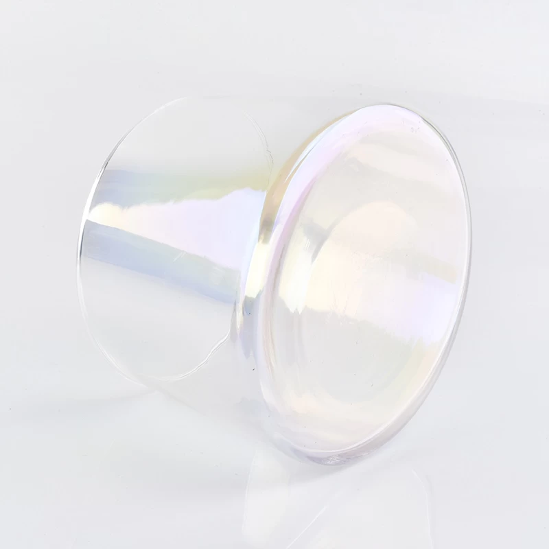 bell shaped transparent ion plating holographic glass candle holder