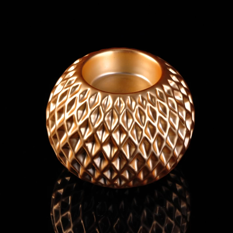 Gold luxury ceramic ball shape tealight candle holder 