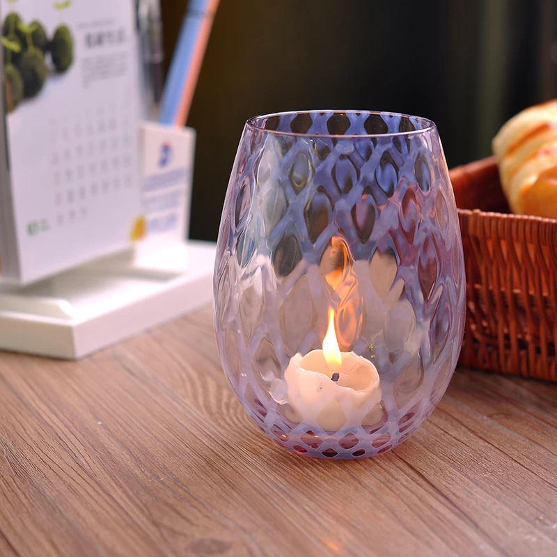 Fancy Color Material Blowing Glass Candle Holder for Wedding and Home Decor