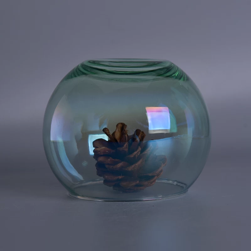 liquid luster shining ball shaped glass candle jar for wedding decor