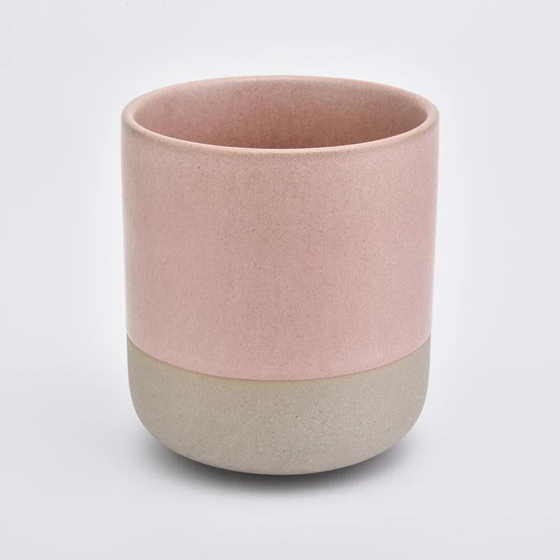 11oz matte pink ceramic candle vessels with natural bottom