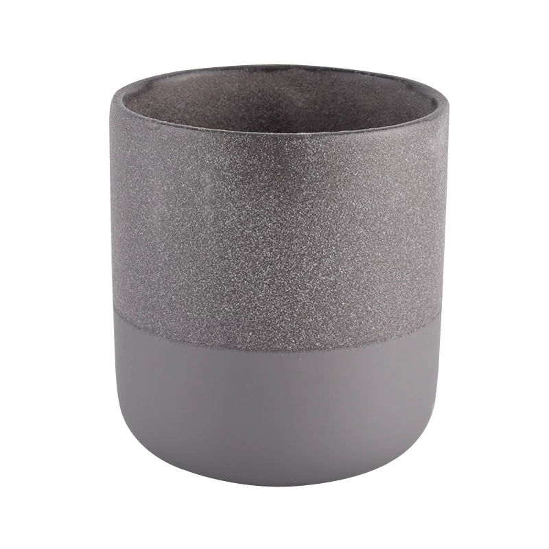 420ml Custom Cylinder Grey Color Candle Jars Ceramic for Home Decoration Wholesale 