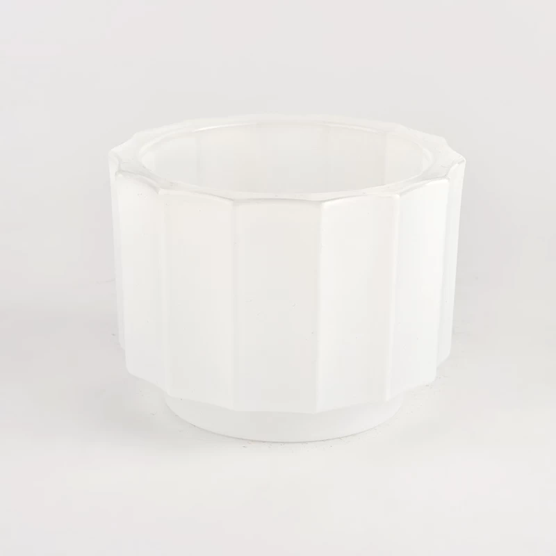 Solid white step glass candle jar for home decor wholesale