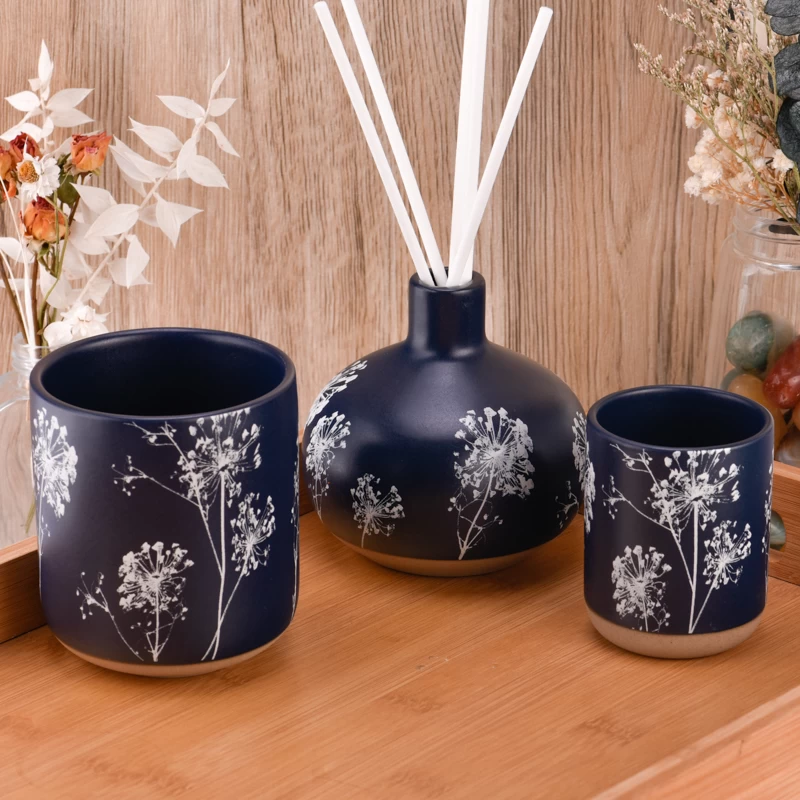 Supplier matte black 14oz Ceramic Diffuser Bottles Ceramic Vase Home Decoration