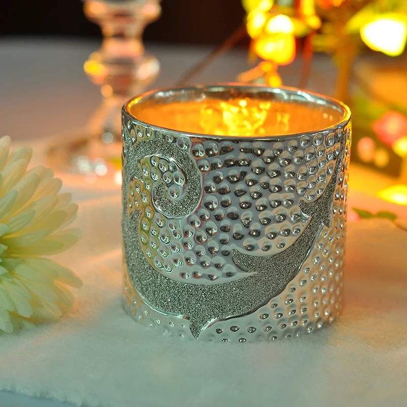 Shining patterned ceramic candle holders