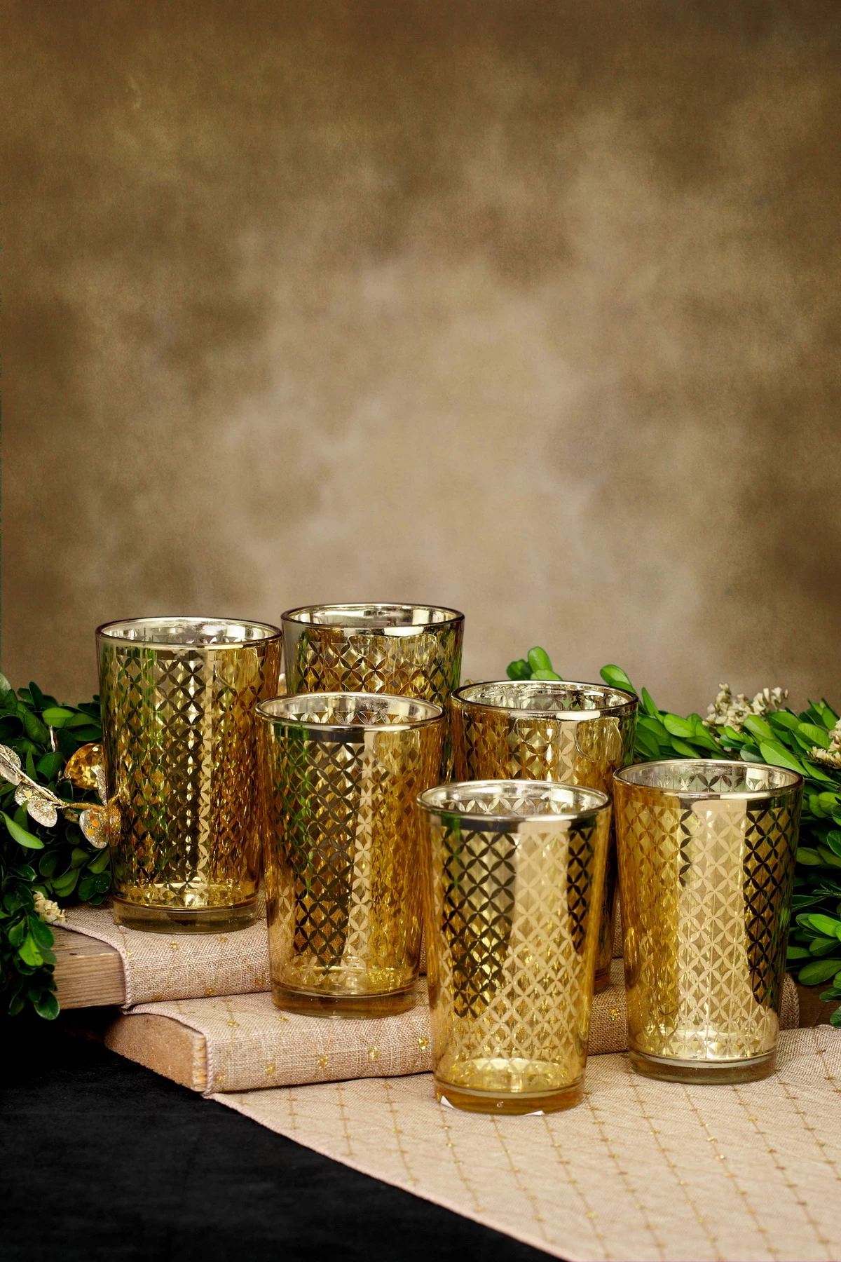 glass candle jar with gold color