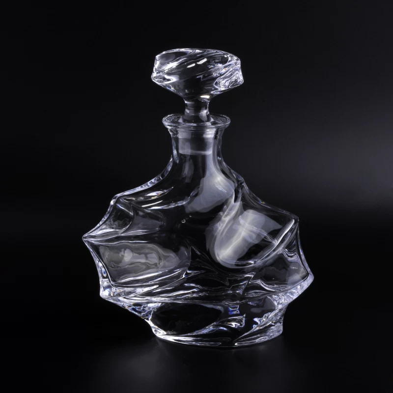 Fancy empty crystal bohemia glass whiskey decanter