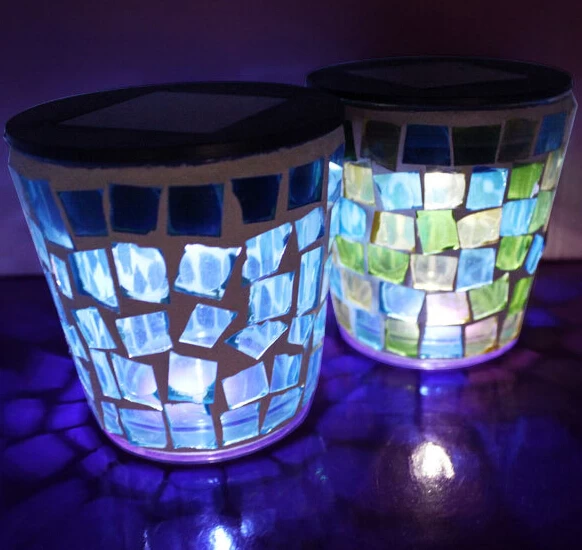 glass mosaic candle holders