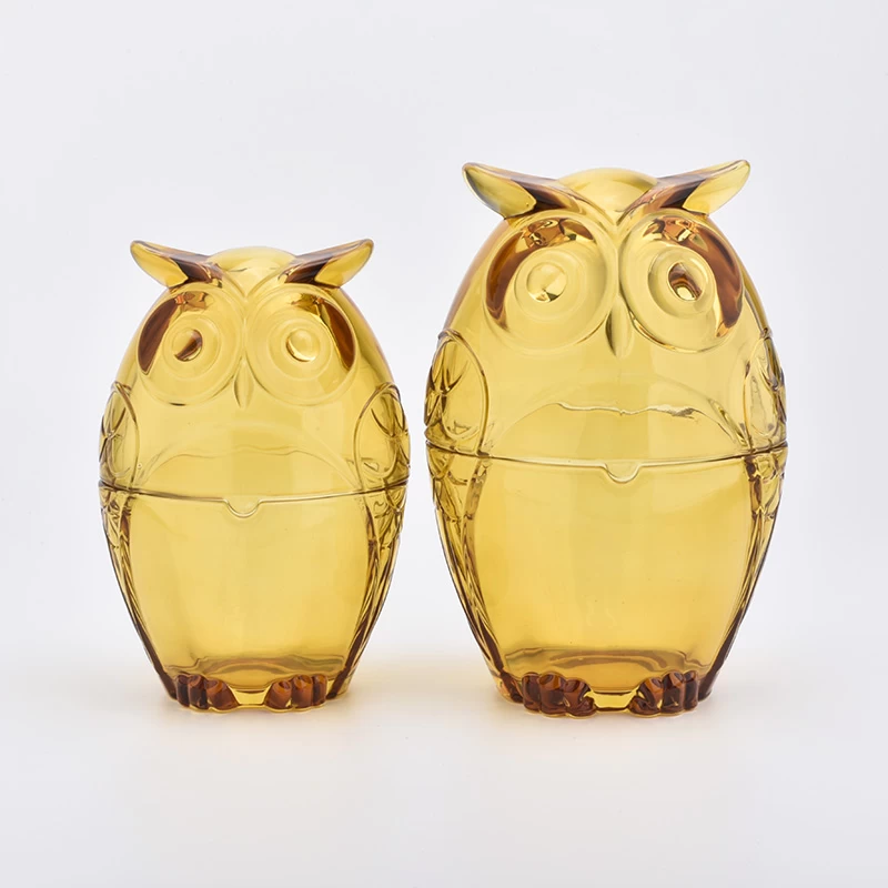 owl shape 500ml glass candle jars
