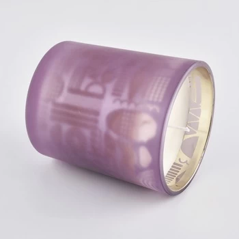Purple Spray Laser Engrave Glass Candle Holder