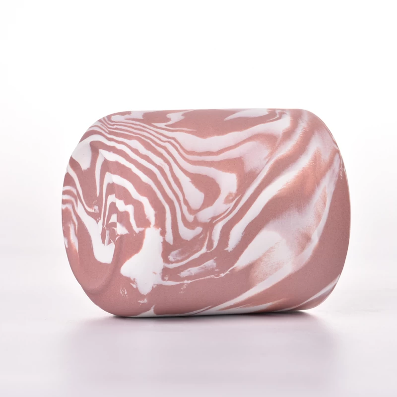 red white marble effect ceramic candle vessel for Christmas