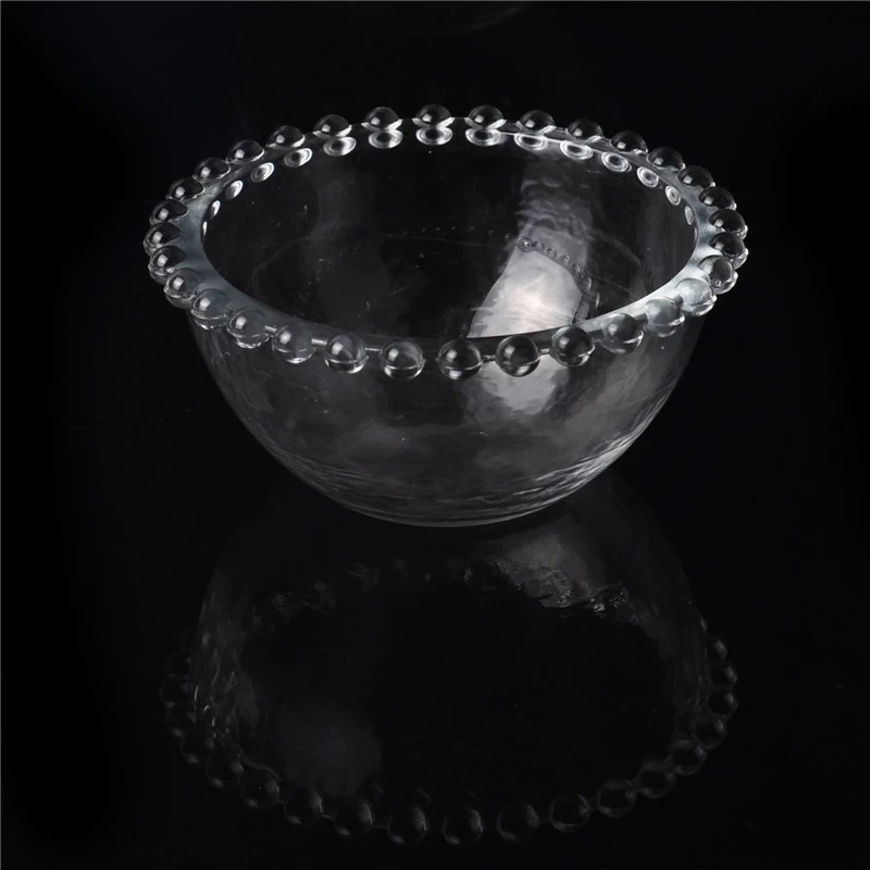 Crystal Bead Circle Glass Candle Bowl Hand Made Candle Jar