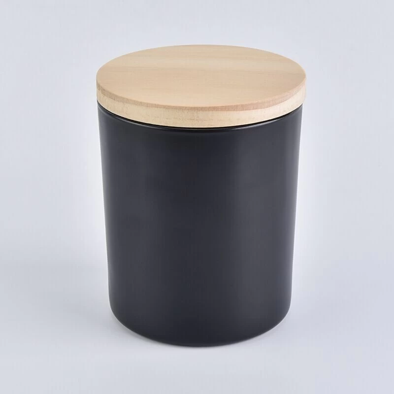Matte black glass candle holder jar