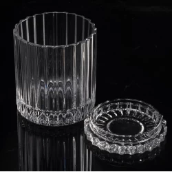 Transparent crystal glass candle holder with lid