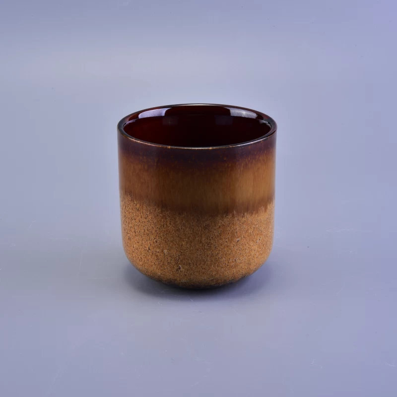 reactive glazed ceramic candle jars with wooden lid
