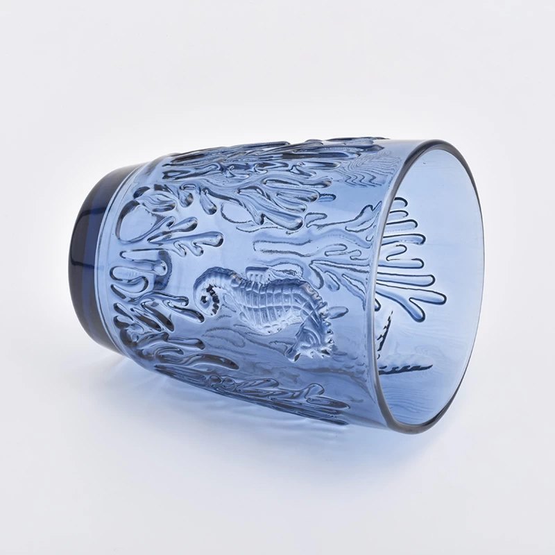 blue sea horse pattern candle cup 