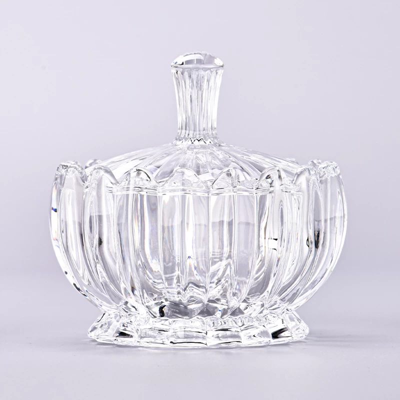 Luxury design glass candle jars with gorgeous glass lids wholesale