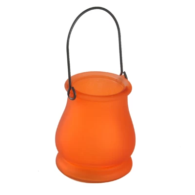 Orange candle holder with handle