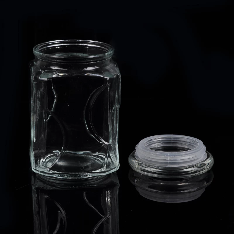 Glass mason beans jar with glass bell jars 