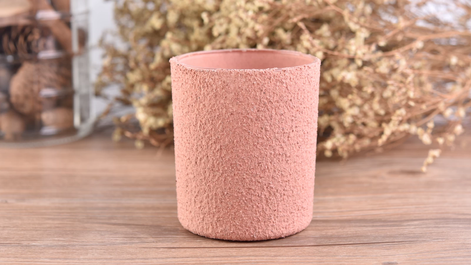 wholesale pink glass jars for candle making with home decor