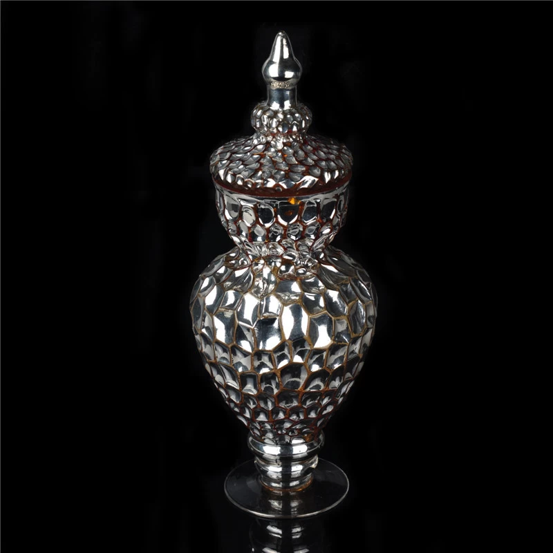 Golden glass candle holder with lid wholesale