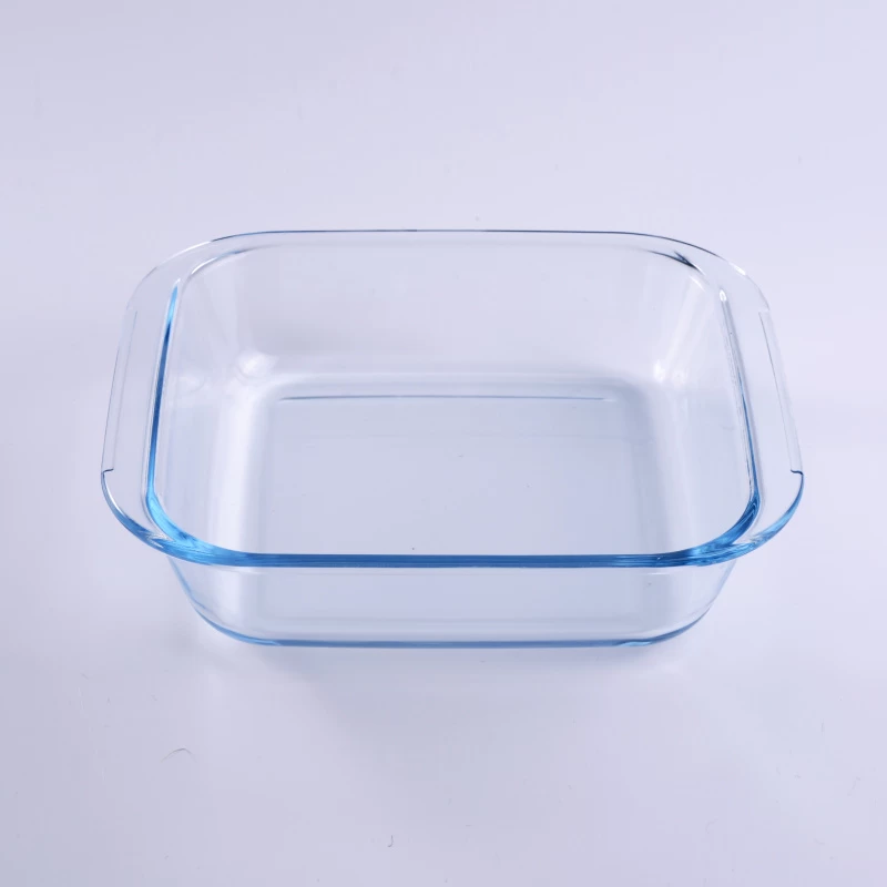 Household  Squre Heat Resistant Glass Plate With Handle
