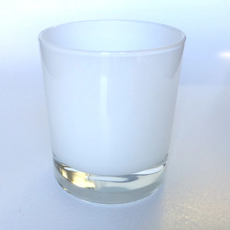 white color glass candle holders